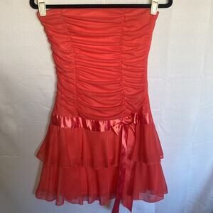 Y2k Ruffle Strapless Mini Dress Size Medium